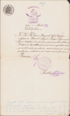 HST 248S Certificat profesional arhitect-șef Vaslui 1889 semnat primar Ciurea foto