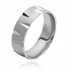 Inel din argint 925 – suprafață mată, crestături triunghiulare lucioase, 6 mm - Marime inel: 56
