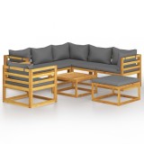 Cumpara ieftin Set mobilier gradina cu perne, 8 piese, lemn masiv acacia
