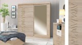 Dressing TANYA 150 cm Sonoma cu Oglinda, 2 Usi Glisante, Mobila Dormitor, Sifonier