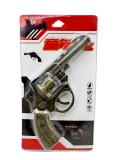 Pistol de jucarie tip revolver din metal cu capse 8 focuri model Western