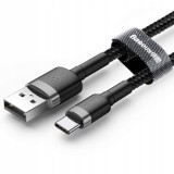 CABLU alimentare si date Baseus Cafule, Fast Charging Data Cable pt. smartphone, USB la USB Type-C 3A, 1m, gri + negru &quot;CATKLF-BG1&quot; (timbru verde 0.08