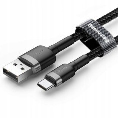 CABLU alimentare si date Baseus Cafule, Fast Charging Data Cable pt. smartphone, USB la USB Type-C 3A, 1m, gri + negru &quot;CATKLF-BG1&quot; (timbru verde 0.08