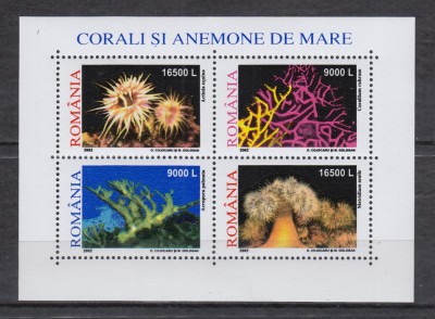 ROMANIA 2002 LP 1577 a CORALI SI ANEMONE BLOC MNH foto