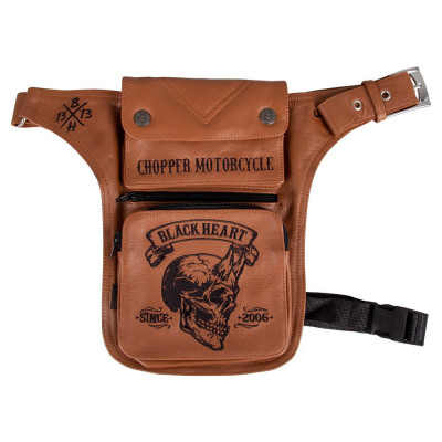 Geanta Moto Pentru Coapsa W-TEC Black Heart Devil Skull Brown Leather, foto