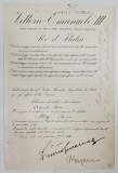 Vittorio Emanuele III Regele Italiei, Brevet semnat olograf, 1930