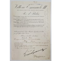 Vittorio Emanuele III Regele Italiei, Brevet semnat olograf, 1930