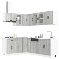 vidaXL Set de dulapuri de bucătărie 11 piese &bdquo;Kalmar&rdquo; lemn Sonoma gri