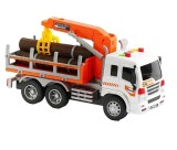 Camion cu lemne, sunete si lumini, scara 1:16, alb/portocaliu