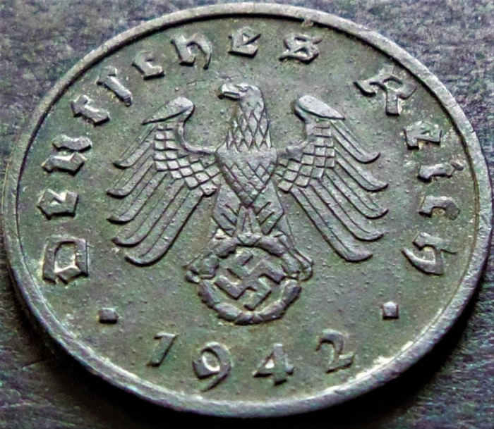 Moneda istorica 1 REICHSPFENNIG - GERMANIA NAZISTA, anul 1942 A * cod 734