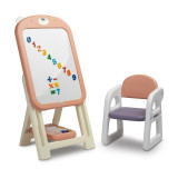 Cumpara ieftin Tabla educationala cu scaunel, Toyz, Ted, Include magneti si markere, Inaltime reglabila, 50x44x68-100 cm, 3 ani+, Roz