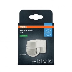 Senzor de lumina si miscare aplicabil pe perete OSRAM SENSOR WALL 110 , 230V, IP44, 60x72x77mm, reglabil 2s - 15min, Alb