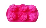Forma Silicon Prajituri Fiona 3D, 6 Cavitati, 30x17cm, Roz, Termorezistenta - Briose, Muffins