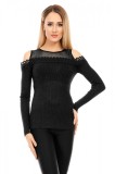 N556-1 Bluza cu maneci lungi si umeri decupati