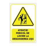 Indicator de avertizare Atenție! Pericol de lovire la deschiderea ușii