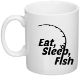 Cana alba personalizata &quot;Eat, Sleep, Fish&quot;, INOVATIX&reg;. 330ml, Oem