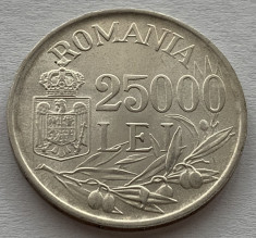 25.000 Lei 1946 Argint, Romania, UNC, Luciu de batere foto