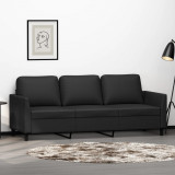 Canapea cu 3 locuri, negru, 180 cm, piele ecologica GartenMobel Dekor, vidaXL