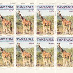 Tanzania 1986 - Fauna , Girafa , coala mica de 8 valori