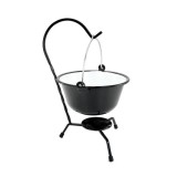 Cumpara ieftin Set pentru servire ceaun, emailat, negru, 0.8 L, suport negru