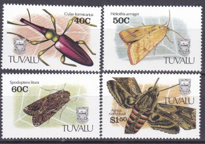 DB1 Fauna Tuvalu 1991 Fluturi Insecte 4 v. MNH foto