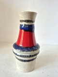Vază Vintage SCHEURICH 209-18 &ndash; Red &amp; Blue Space Age, W. Germany
