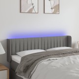 vidaXL Tăblie de pat cu LED, gri &icirc;nchis, 147x16x78/88 cm, textil