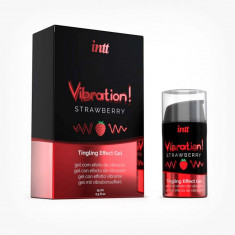 Gel INTT Vibration! Strawberry, pentru stimulare si excitare, senzatie vibranta, Unisex, 15 ml
