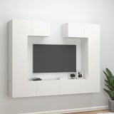 VidaXL Set dulap TV, 6 piese, alb, lemn prelucrat