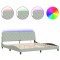 Cadru de pat cu LED fara saltea, gri deschis, 200x200 cm, catifea