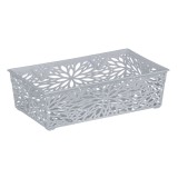 Cos de Depozitare Plastic Gri cu Design Floral, CMCLASS