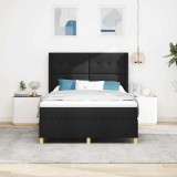 Cumpara ieftin Pat cu arcuri cu headboard Negru 160 x 200 cm tesatura