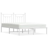Cumpara ieftin Cadru de pat metalic cu tablie, alb, 150x200 cm