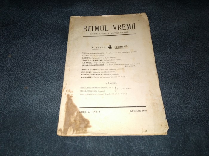 REVISTA RITMUL VREMII NR 4 APRILIE 1929