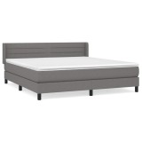 Cumpara ieftin Pat continental cu saltea, gri inchis, 160x200 cm, tesatura