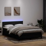 Cumpara ieftin Pat box spring cu saltea, negru, 160x210 cm, catifea