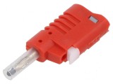 Conector banană 4mm roşu 36A 30VAC 60VDC 58,6mm 2,5mm2