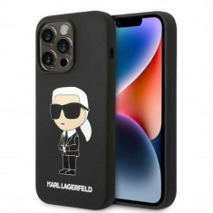 Karl Lagerfeld Husa Liquid Silicone Ikonik iPhone 14 Pro Negru