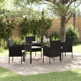 vidaXL Set de Dining pentru Grădină 5 Piese cu Pernițe Negru Ratan Polimer