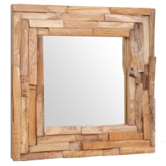 vidaXL Oglindă decorativă din lemn de tec, 60 x 60 cm, pătrat 244562