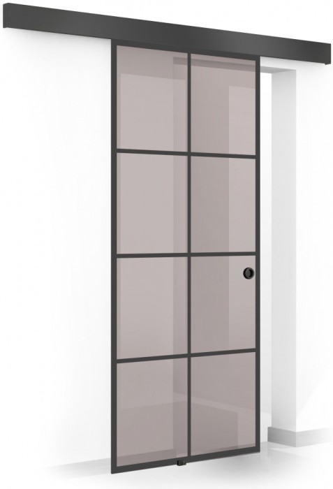 Usa culisanta Boss &reg; Black, model Rezidence negru, 80x215 cm, sticla 8 mm bronz securizata, glisanta in ambele directii