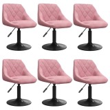 Cumpara ieftin Scaune de sufragerie pivotante 6 buc, roz, catifea