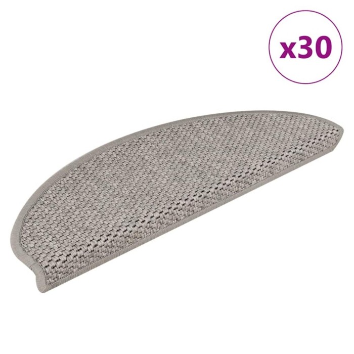 vidaXL Covorașe autoadezive scări, 30 buc., argintiu, 65x21x4cm, sisal 3365871