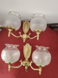 Elegant set de aplice din bronz masiv in stil francez și globuri din sticla cu model floral