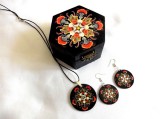 set cadou cu cutiuta decorata cu motiv floral si set bijuterii cu motiv mandale 43614