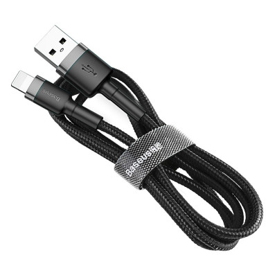 Cablu Usb Lightning Iphone 50CM Baseus 2.4A USB / Lightning QC3.0 2.4A 0.5M Negru-Gri CALKLF-AG1 foto