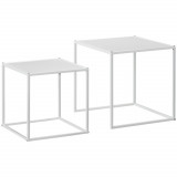 HOMCOM Set Măsuțe Cafea Patrate Stivuibile, Oțel, Design Modern pentru Living, Alb | Aosom Romania