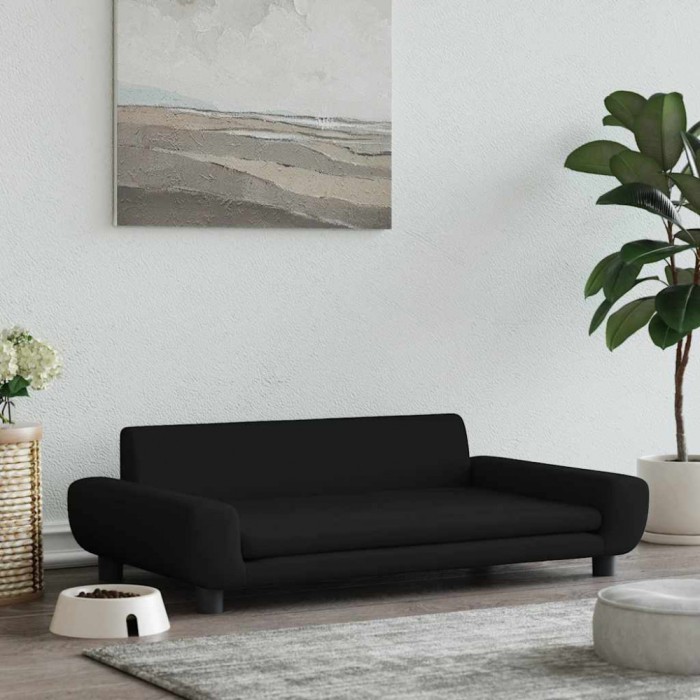 Pat de c&acirc;ini, negru, 100x54x33 cm, catifea