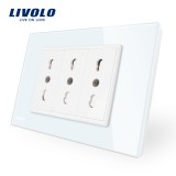 Cumpara ieftin Priza tripla italiana Livolo cu rama din sticla - standard italian SmartElectro IntelligentHouse