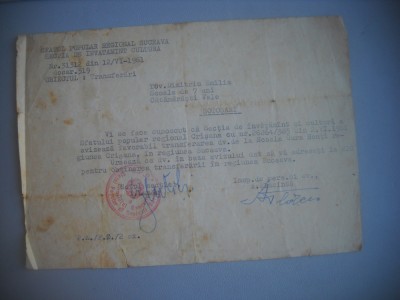 HOPCT DOCUMENT VECHI NR 398 BOTOSANI-1961 SFATUL POPULAR REGIONAL SUCEAVA foto
